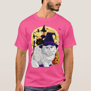 T-shirt Chat Perse Funny Halloween sorcier Citrouille