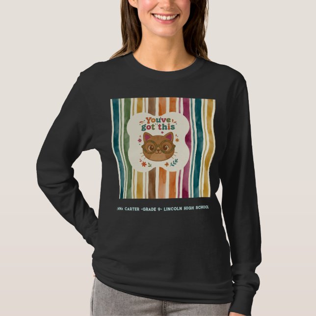 T-Shirt Chat Personnalisé pour Lycée  (Devant)