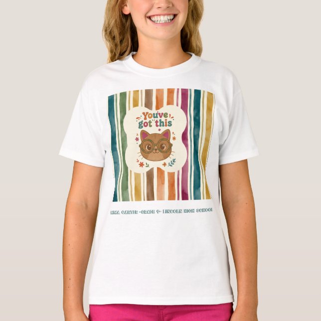 T-Shirt Chat Personnalisé pour Lycée  (Devant)