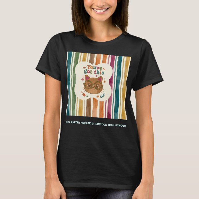 T-Shirt Chat Personnalisé pour Lycée  (Devant)