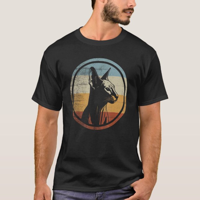 T-shirt Chat Peterbald de style rétro (Devant)