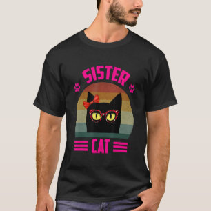 T-shirt Chat Petite Soeur Mignonne Avec Lunettes Léopard R