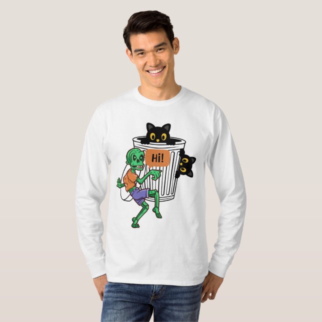 T-shirt Chat peureux Halloween (Devant entier)