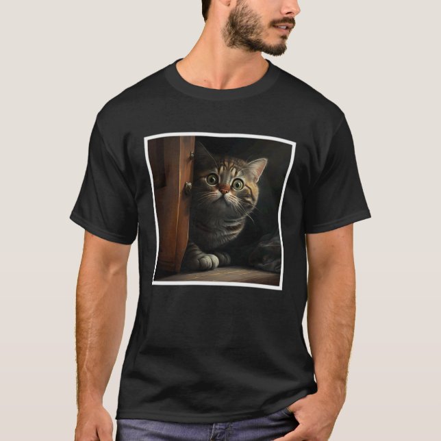T-shirt Chat peureux visage de chat effrayé  1 (Devant)