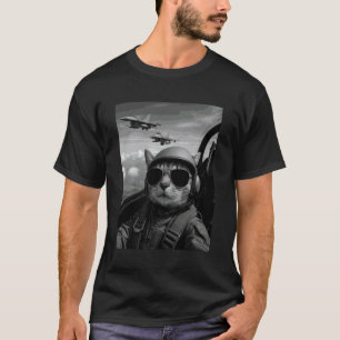 T-shirt Chat pilote cool selfie chasseurs humour graphique