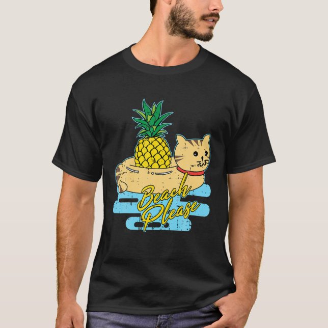 T-shirt Chat Pineappy Beach Halloween Cute Easy Halloween (Devant)