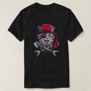 T-shirt Chat Pirate drôle Chat Pirate Cadeau Capitaine Ch