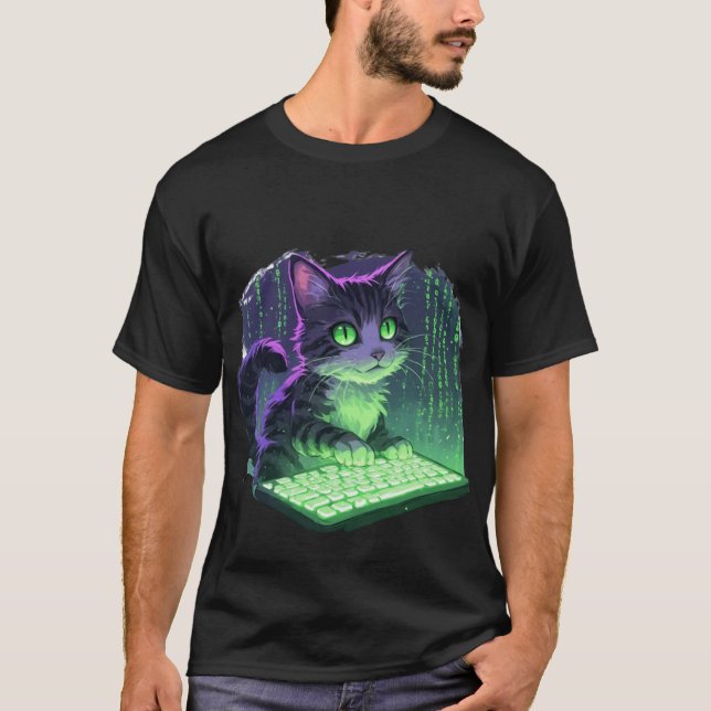 T-shirt Chat pirate informatique (Devant)