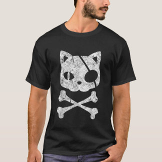 T-shirt Chat Pirate Lazy Halloween Costume Kitten Crâne Cr
