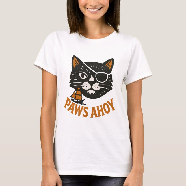 T-Shirt Chat Pirate Paws Ahoy (Devant)