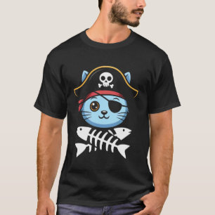 T-shirt Chat Pirate Squelette Freeboater Bateau Capitaine 