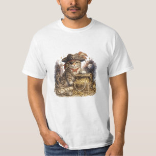 T-shirt Chat Pirate Vintage avec Coffre au Trésor