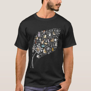 T-shirt Chat Pissenlit Drôle Fleur Animaux Colorés pour Fe