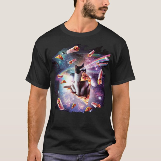 T-shirt Chat Pizza de l'Espace Extérieur  Burrito Taco Las (Devant)