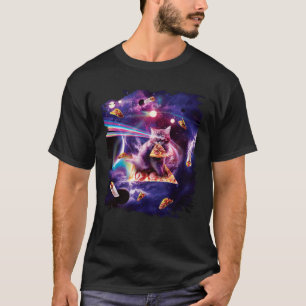 T-shirt Chat Pizza Espace Burrito Taco Laser Arc-en-ciel