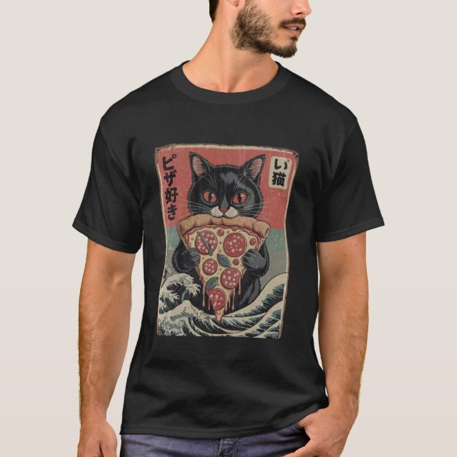 T-shirt Chat Pizza Japonais 1 (Devant)