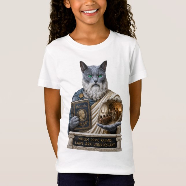 T-Shirt Chat Plat Bleu Russe (Devant)