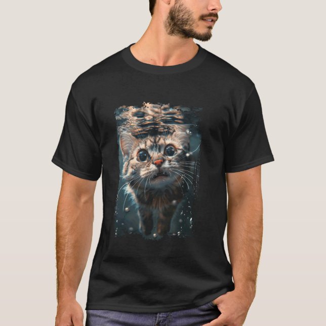 T-shirt Chat Plongeant en Mer (Devant)