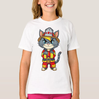 T-shirt Chat pompier robuste - Style de dessin des années