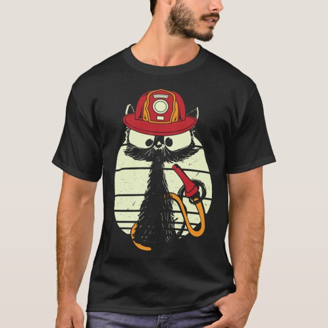 T-shirt Chat Pompiers En Uniforme De Pompiers Pompiers (Devant)