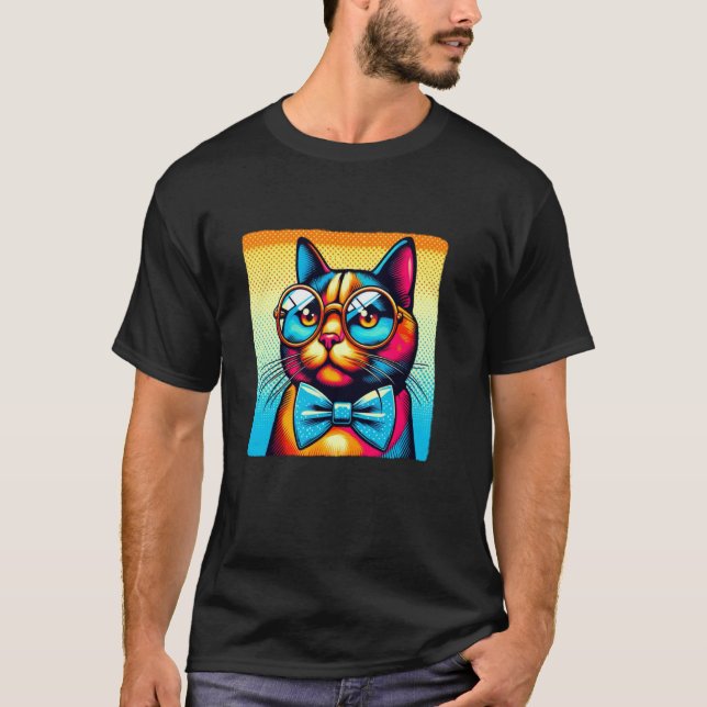 T-shirt Chat portant des lunettes (Devant)