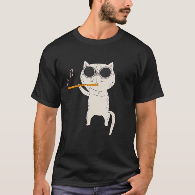 T-shirt Chat Portant Des Lunettes De Soleil Et Jouant De L (Devant)