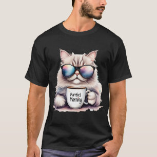 T-shirt chat portant des lunettes de soleil et tenant une