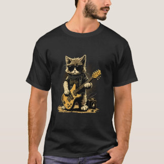 T-shirt Chat portant des lunettes de soleil jouant de la g