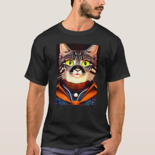T-shirt chat portant des vêtements Chat mignon portant des