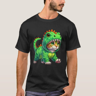 T-shirt Chat portant le costume Dinosaure Halloween Cospla