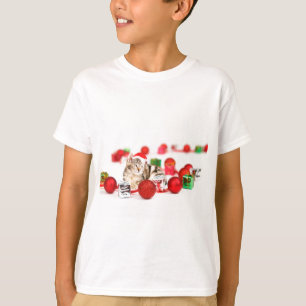T-shirt Chat portant un chapeau de Père Noël rouge Ornemen