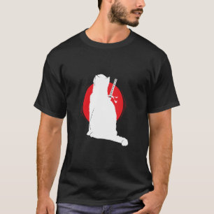 T-shirt Chat portant un sabre de samouraï