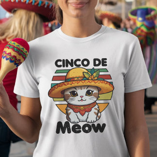 T-shirt Chat Portant un sombrero coloré