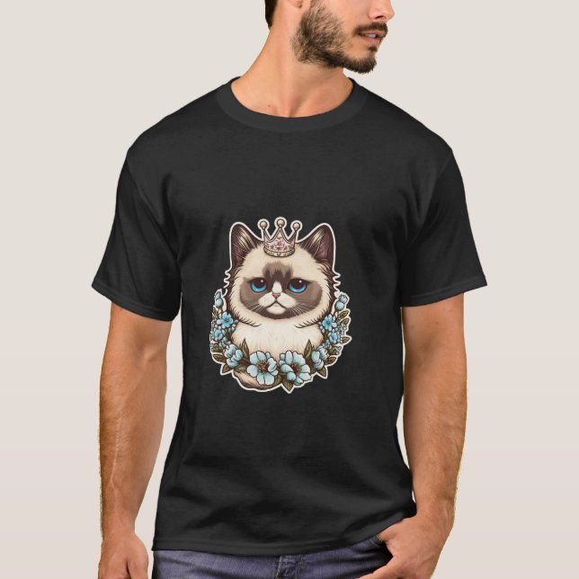 T-shirt Chat poupée en chiffon floral mignon Conception po (Devant)