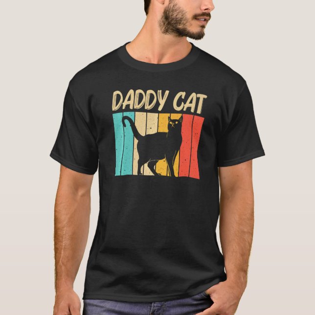 T-shirt Chat pour hommes Papa Chat noir Chat Chats (Devant)