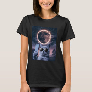 T-shirt Chat prenant un selfie avec l'éclipse lunaire tota