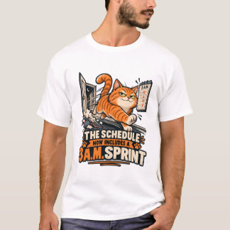 T-shirt Chat programmé un sprint à 3 heures du matin