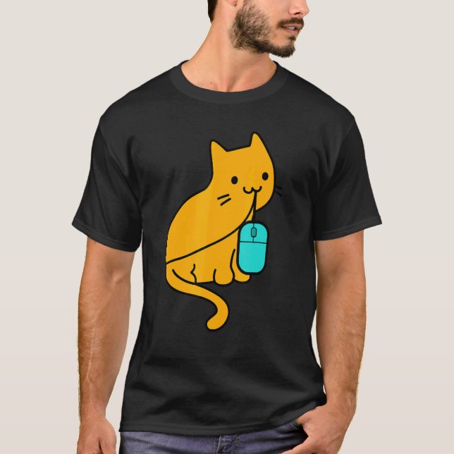 T-shirt Chat programmeur joueur mangeant une souris de jeu (Devant)