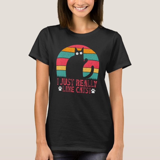 T-shirt Chat Propriétaire De Chat J'Aime Vraiment Chats I  (Devant)