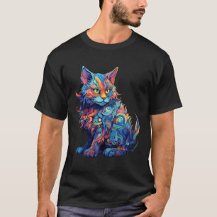 T-shirt Chat Psychedélique Ga En Imaginaire Coloré Dala An