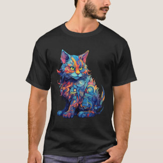 T-shirt Chat Psychedélique Ga En Imaginaire Coloré Dala An