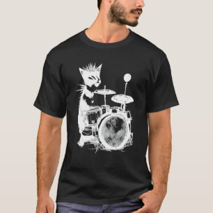 T-shirt Chat Punk Jouant de la Batterie 2