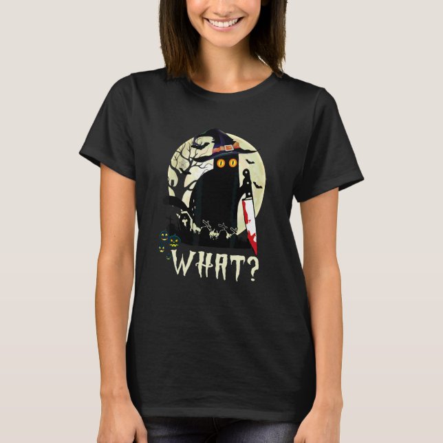T-shirt Chat Quel Chat Noir Avec Costume D'Halloween De Co (Devant)