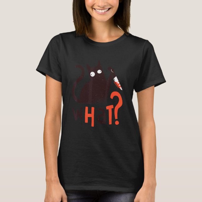 T-shirt Chat Quel Chat Noir Meurtre Chat Avec Couteau (Devant)
