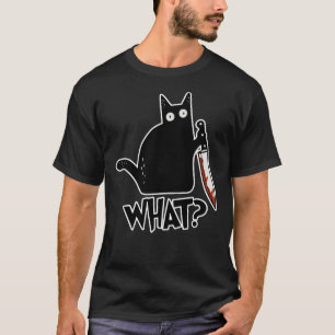 T-shirt Chat Quel Chat Noir Meurtrier Avec Couteau Cadeau