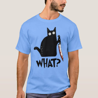 T-shirt Chat Quel Chat Noir Meurtrier Avec Couteau Cadeau 