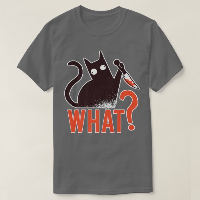 T-shirt Chat Quel Chat Noir Meurtrier Avec Couteau Hallowe (Design devant)