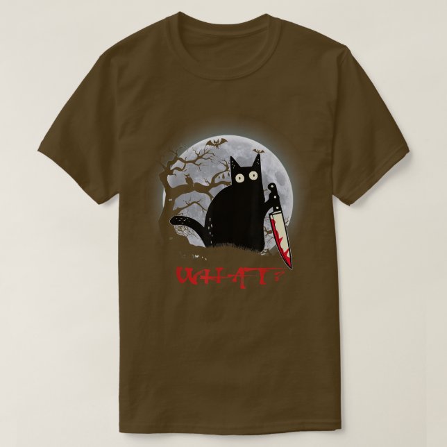 T-shirt Chat Quel Chat Noir Meurtrier Avec Couteau Hallowe (Design devant)