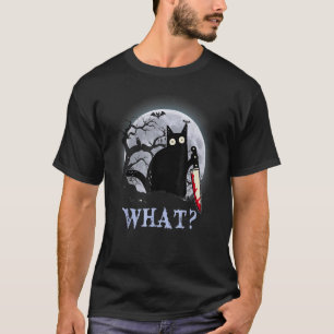 T-shirt Chat Quel Chat Noir Meurtrier Avec Un Couteau Hall