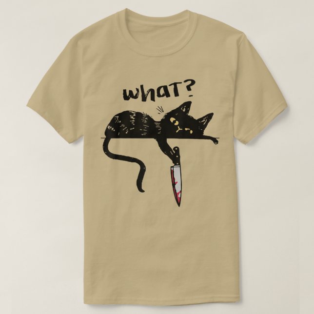 T-shirt Chat Quelle Chemise Chat Noir Avec Couteau Tueur H (Design devant)